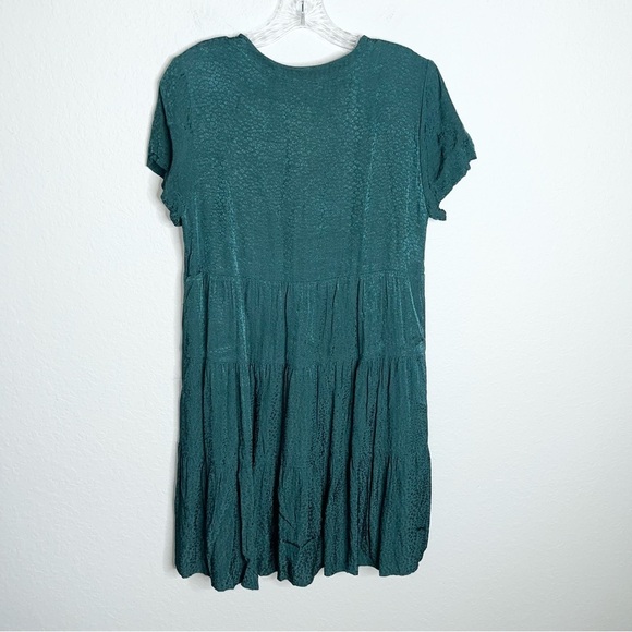 Maeve Anthropologie Dress Women Medium Tania Sacha Satin Tiered Green J - Picture 4 of 8